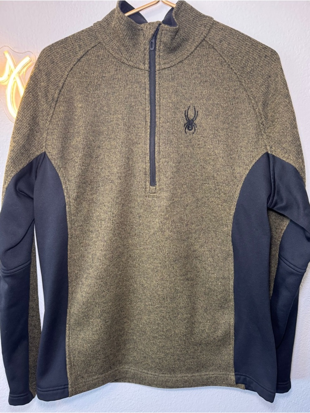 Spyder Outbound 1/2 Zip Pullover Sweater SMALL green  Ribbed Fleece Jacket